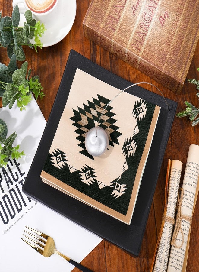 وولاين مجموعة مناديل ورقية من والين، 100 قطعة، بتصميم هندسي غربي، بسيطة وعصرية، بنمط الأزتك، مناسبة للغداء، باللونين البني والأسود، للاستخدام مرة واحدة، مثالية للحلويات والعشاء، للاستخدام المنزلي، في المطاعم، ولحفلات الطعام. - Image 4